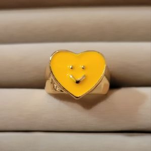 Heart smiley face enamel ring